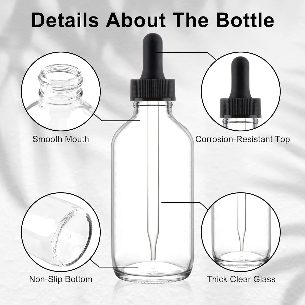 42 Pack 4oz Clear Glass Bottles with Glass Eye Droppers