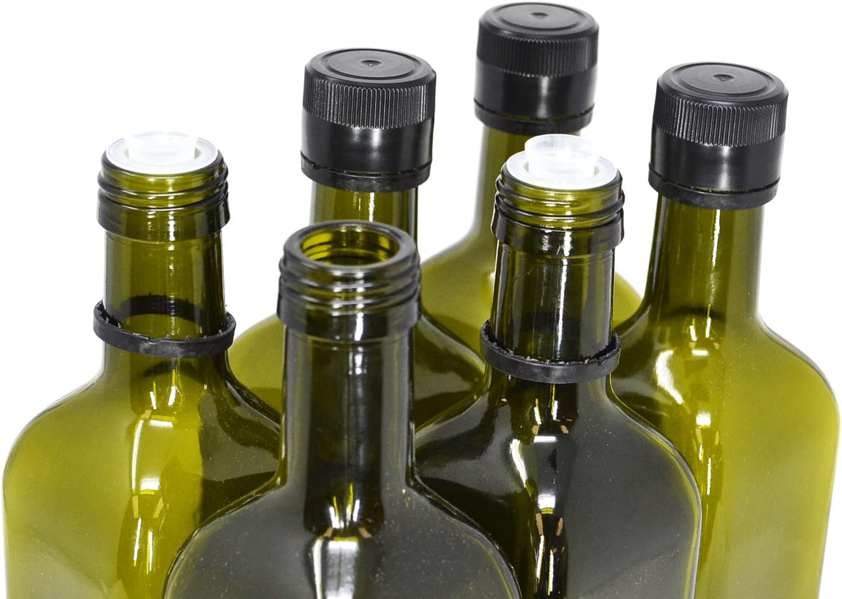 nicebottles Olive Oil Bottles with Cap & Pourer Fitment, Green, 750ml - Pack of 6