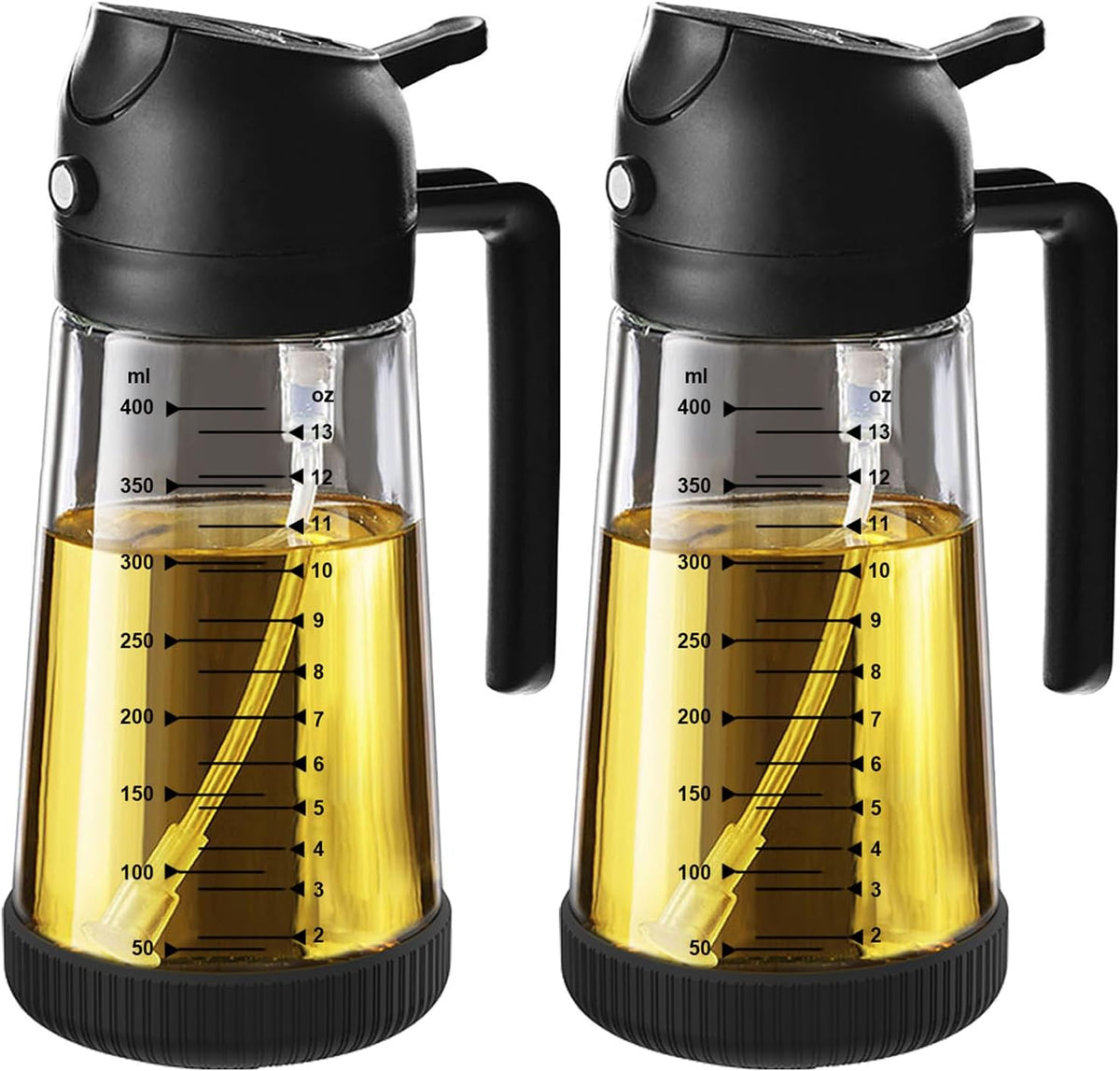 TrendPlain 16oz Olive Oil Sprayer for Cooking with Silicone Base, 2 Black