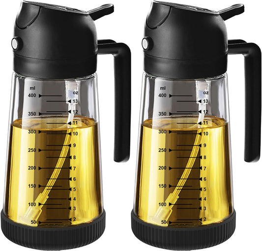 TrendPlain 16oz Olive Oil Sprayer for Cooking with Silicone Base, 2 Black