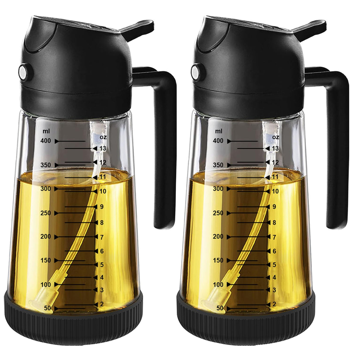 TrendPlain 16oz Olive Oil Sprayer for Cooking with Silicone Base, 2 Black