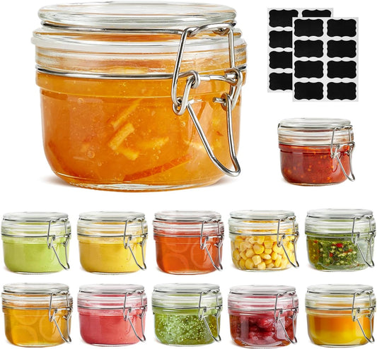 ComSaf Small Glass Spice Jars with Airtight Lids 4 oz 12 Pack Mason Pantry