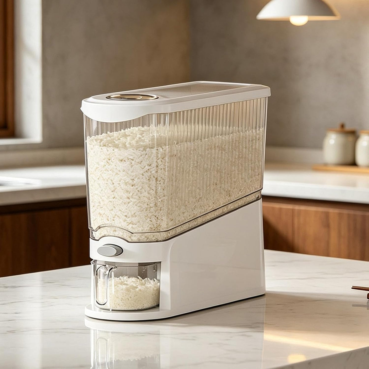 Rice Holder Dispenser, 13.23lbs Capacity Press-type Anti-Moisture Case