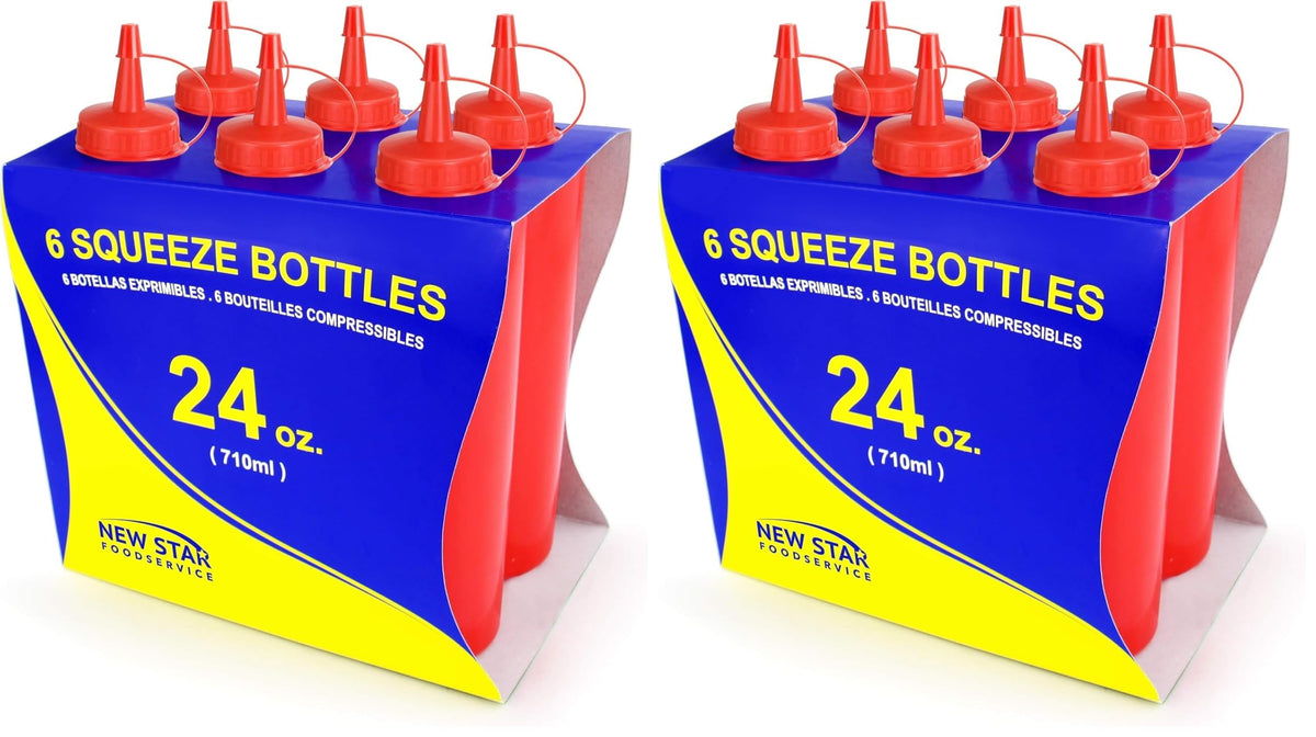 New Star Plastic Squeeze Bottle, 12-Ounce, Set of 6, Clear