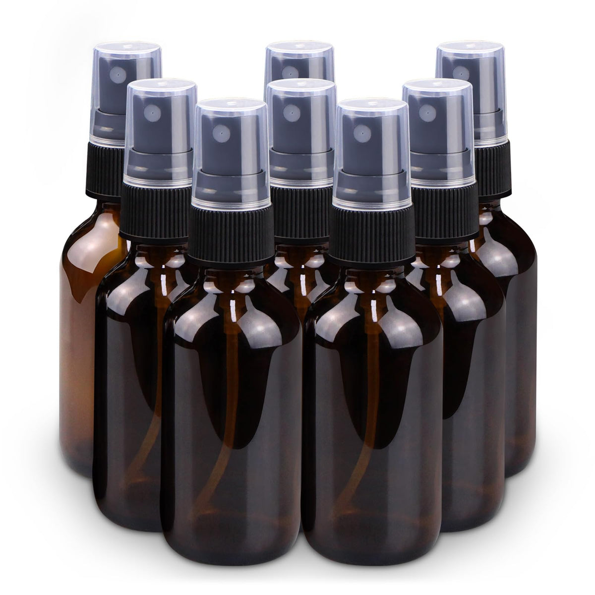 Wedama Spray Bottle, 2 oz Fine Mist Glass Spray Bottles, Little Refillable Liquid Containers for Watering Flowers Cleaning (16 Pack, Amber)