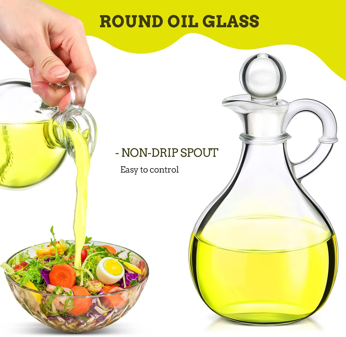 Zopeal 12 Pcs 12 oz Glass Oil Cruets with Stopper Bottle Vinegar Dispenser Small Salad Dressing Container Round Jar Glass Serving Syrup Bottles with Handle for Sauce Water Olive Oil
