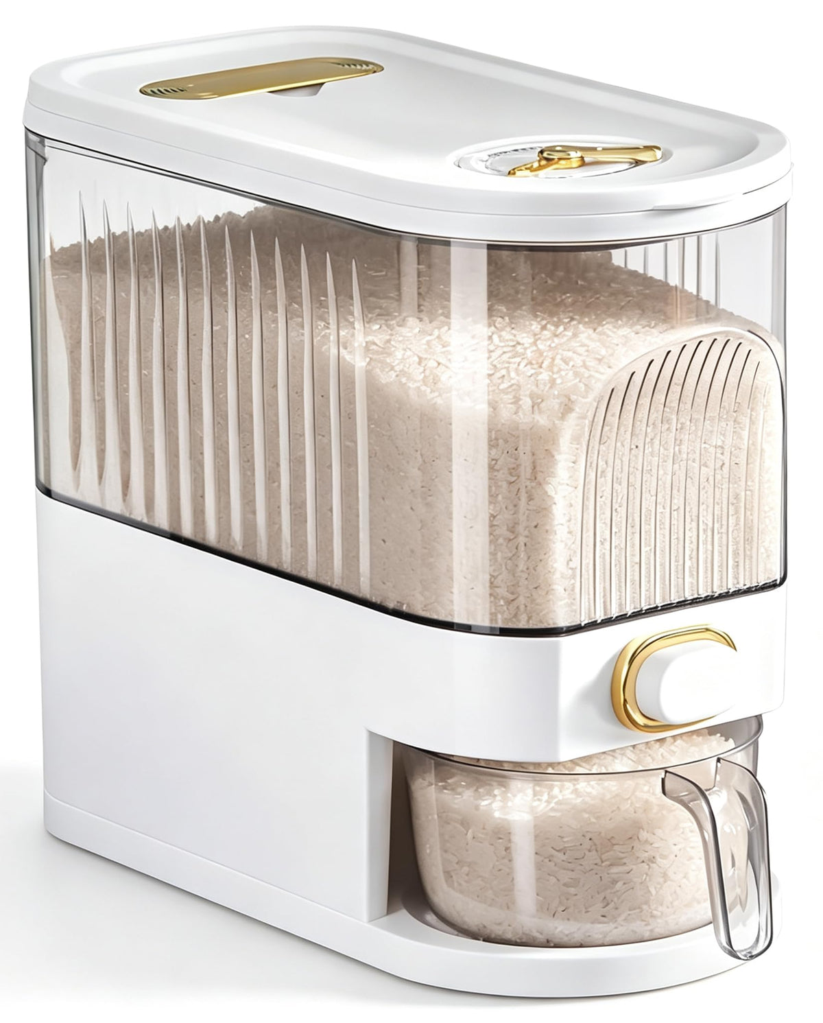 Sooyee Clear Rice Dispenser, Large Cereal Dispenser with Lid