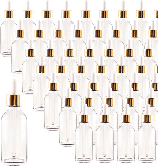 24 Pack 4oz Clear Glass Dropper Bottles, Eye Dropper Bottles with Glass Droppers for Essential Oils, Perfumes(4oz, Gold)