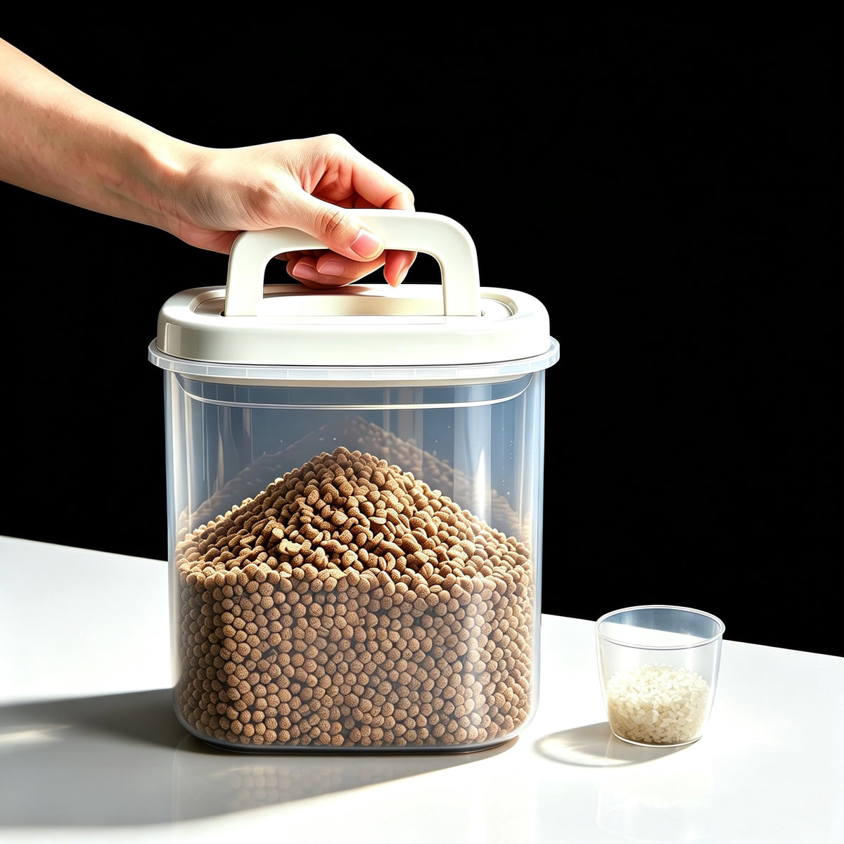 20-25 lbs Rice Dispenser,10.5 Qt/10 L/22-25 lbs Rice Container Storage with Measuring Cup & Brush Food Cereal Container Bins Household for Kitchen Pantry Organization (AY-10KG-WHITE)