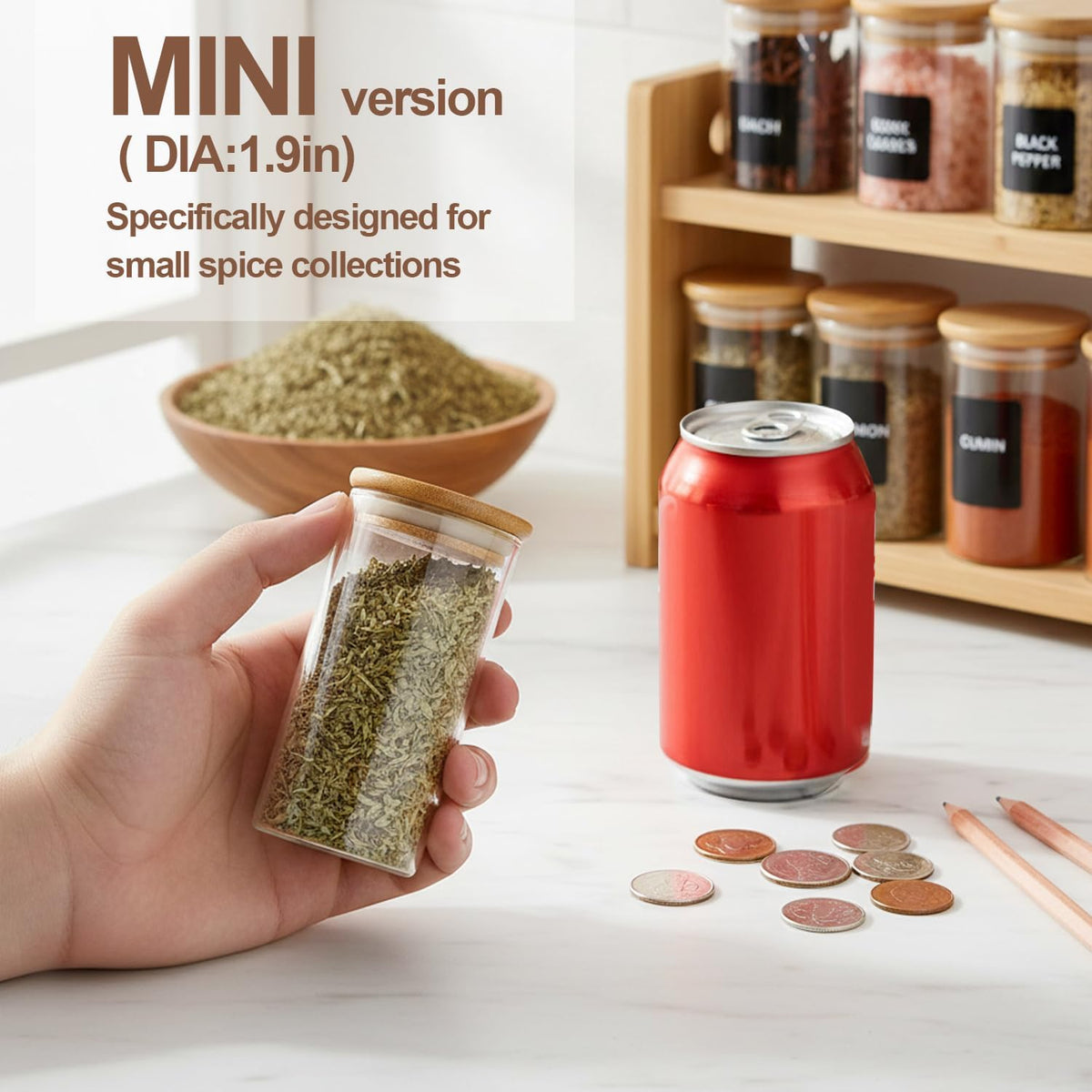 ComSaf Glass Spice Jars 4oz 16 Pack, Small Seasoning Containers with labels