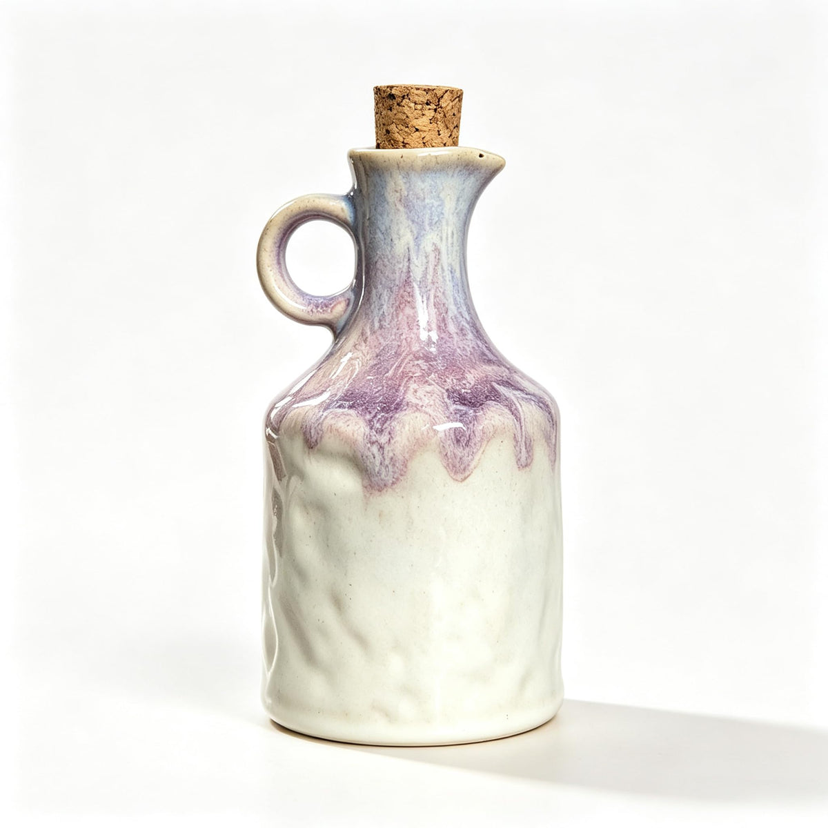 Green Ceramic Olive Oil Dispenser Bottle with Cork Stopper 13.5Oz