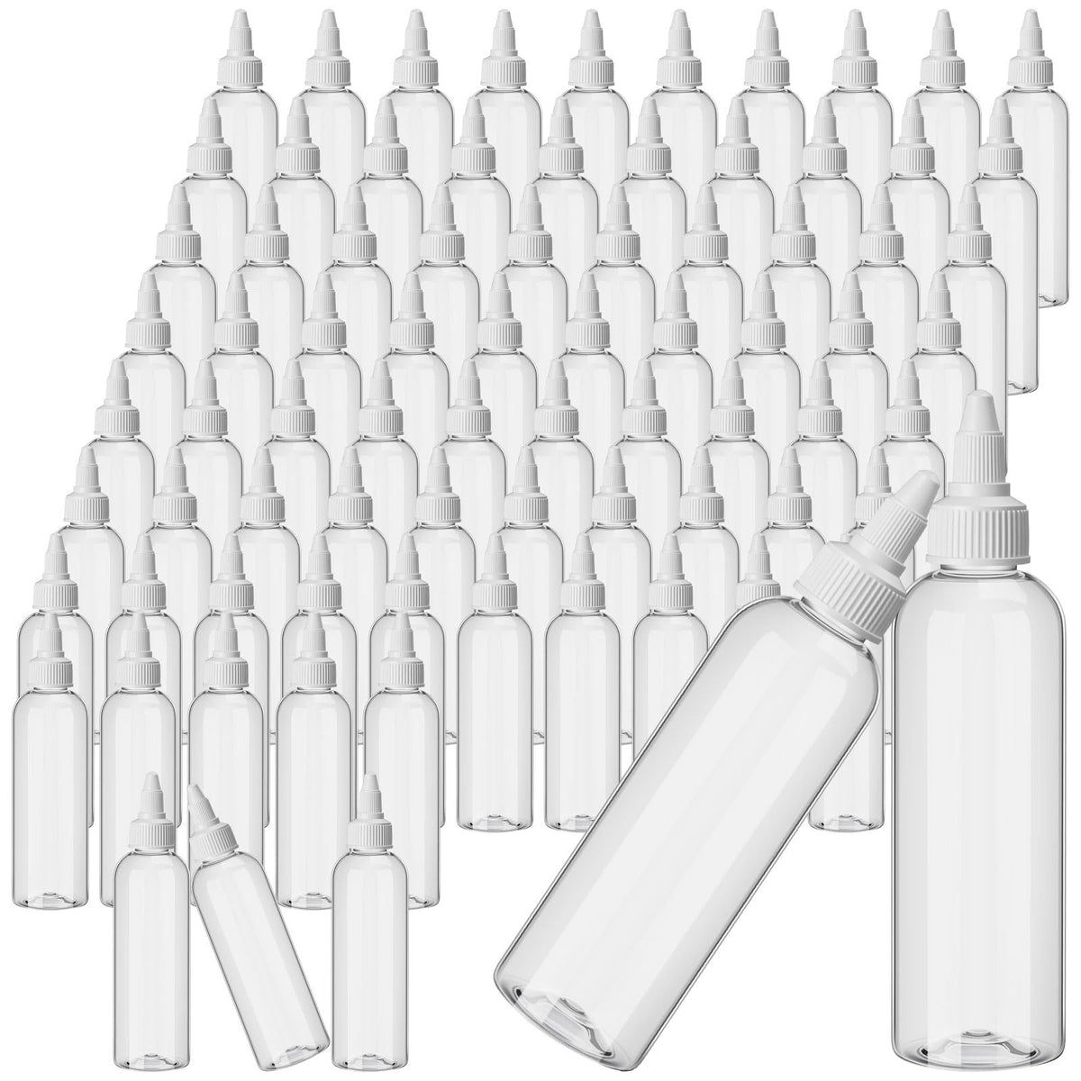 Irenare 100 Pcs 4 oz Plastic Squeeze Bottles with Top Cap Bulk, Clear