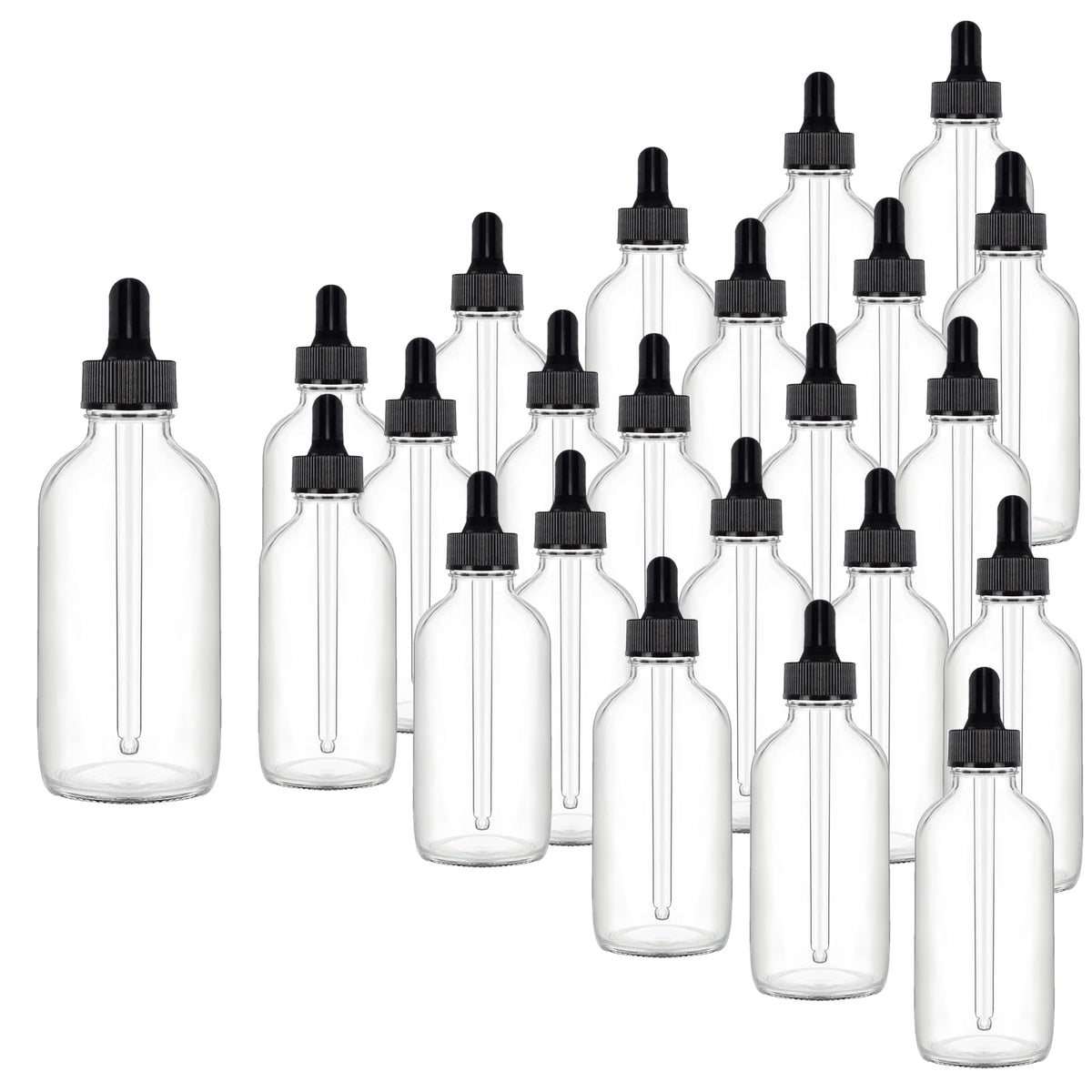 24 Pack 4oz Clear Glass Dropper Bottles, Eye Dropper Bottles with Glass Droppers for Essential Oils, Perfumes(4oz, Gold)
