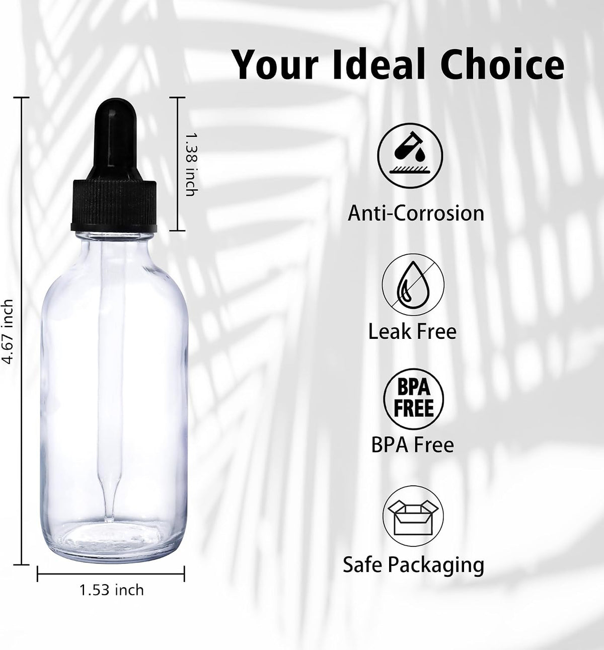 48 Pack 2oz Clear Glass Bottles with Glass Eye Droppers