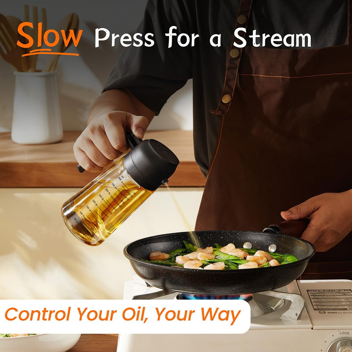 TrendPlain 16oz Olive Oil Sprayer for Cooking with Silicone Base, 2 Black