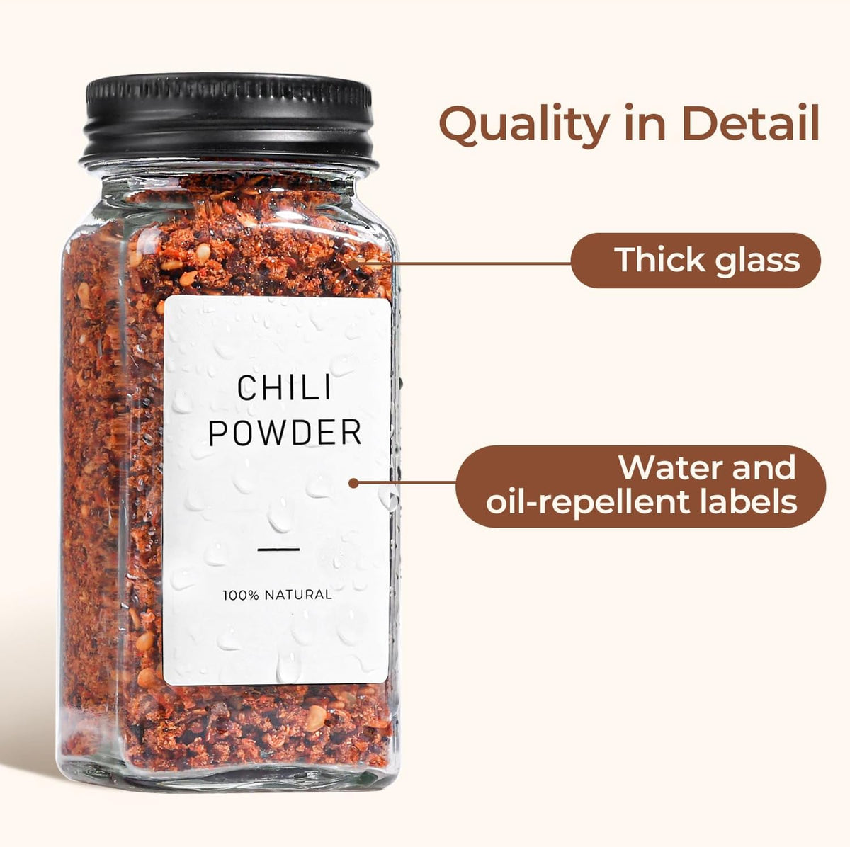 ComSaf Glass Spice Jars with with Labels 4 oz 24 Pack Small Square Bulk Set