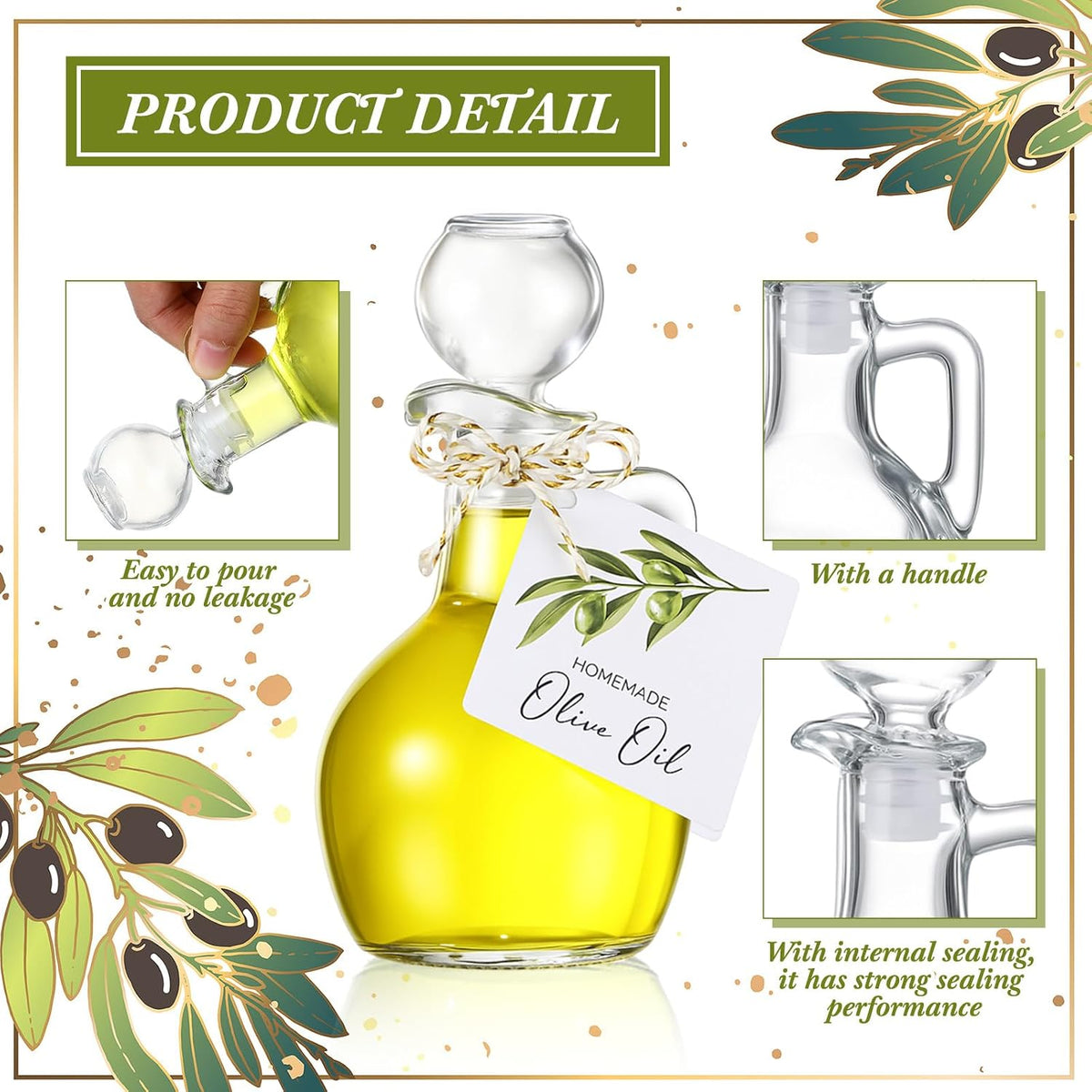 Vesici 20 Set 3.5 oz Mini Olive Oil Glass Bottle with Stopper, Party Favors