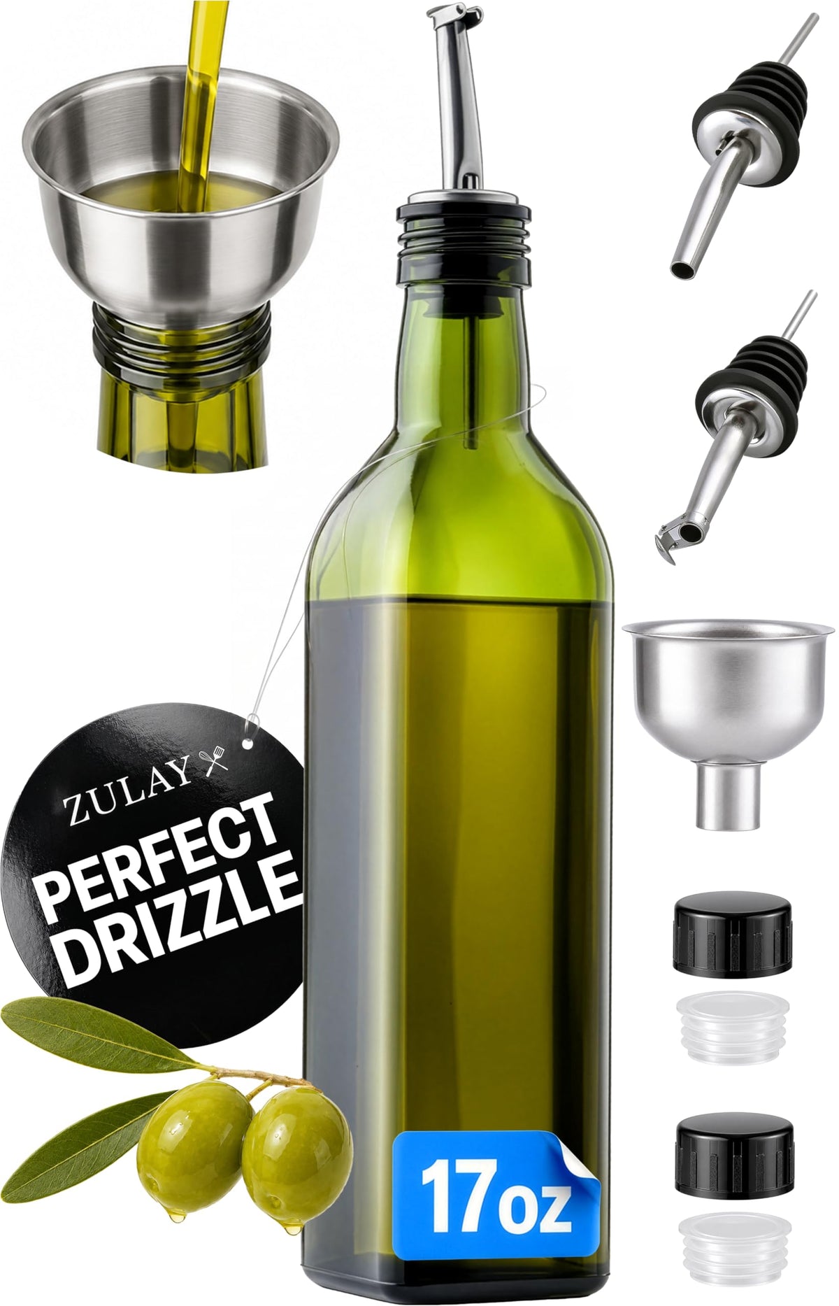 Zulay Kitchen 17oz Olive Oil Glass Dispenser Bottle