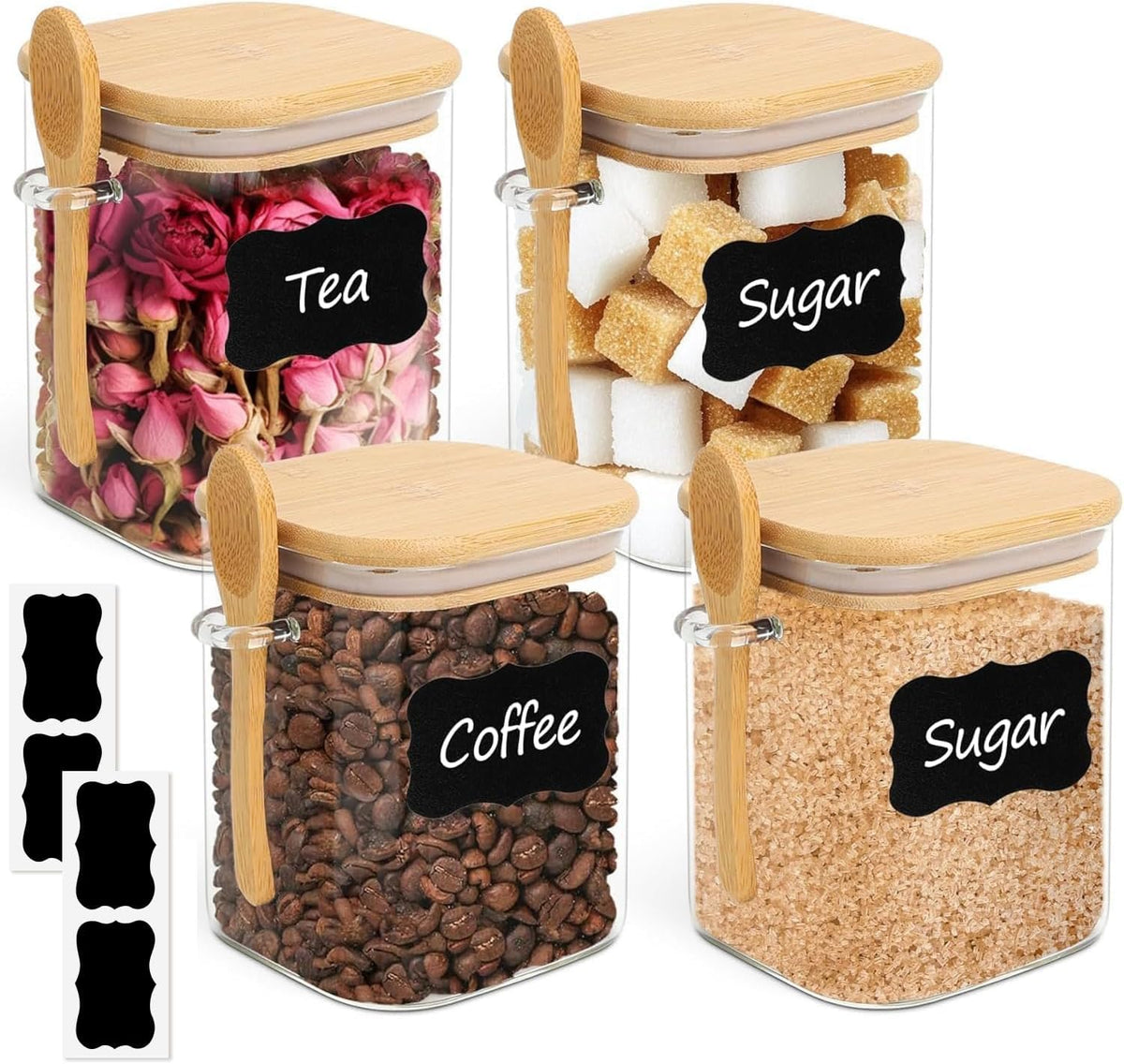 ComSaf Spice Jars 4oz 16 Pack, Seasoning Containers with labels 54 Labels