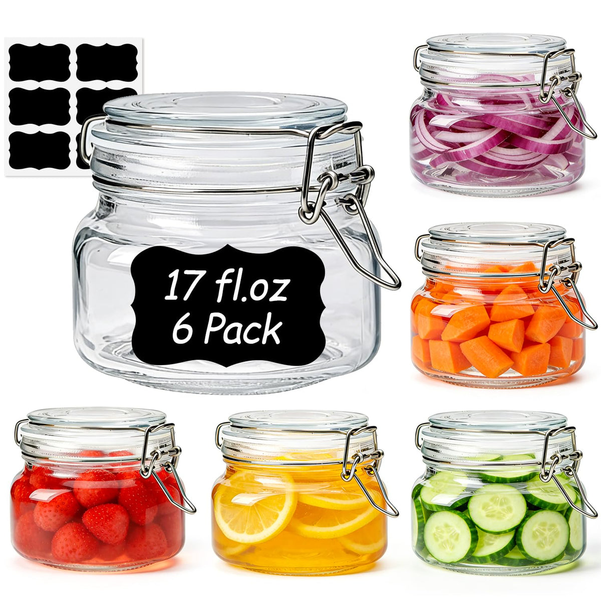 ComSaf Square Small Glass Spice Jars with Airtight Lids 4 oz 12 Pack Pantry