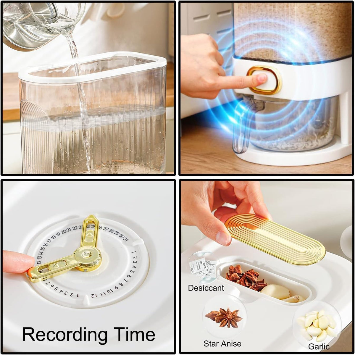 Gagee 22 Lbs Rice Dispenser, Clear