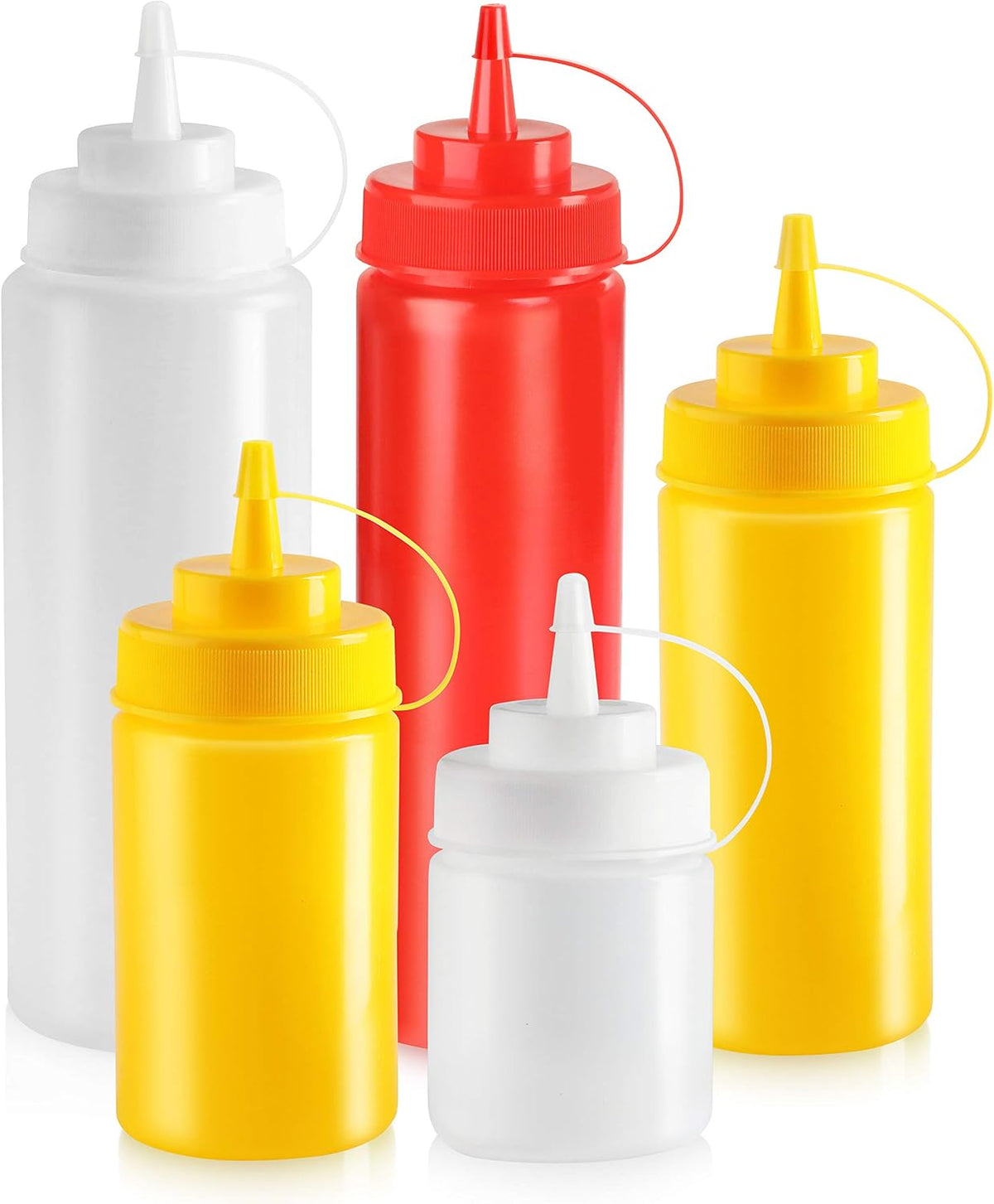 New Star Foodservice Plastic Squeeze Bottles, 32oz, Clear, 6 pk