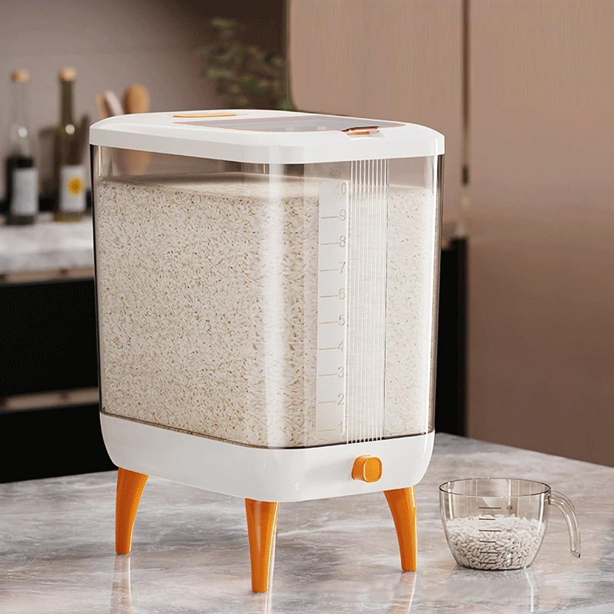 12L Rice Storage Container Plastic Press Type Airtight Rice Bucket Box for Kitchen Food Processing