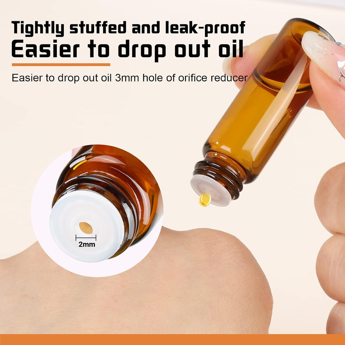 Teenitor 100pcs Essential Oil Bottles, 5ml Essential Oil Bottles Empty Glass Anointing Bottles, Small 5ml Oil Vial, Sample Bottles