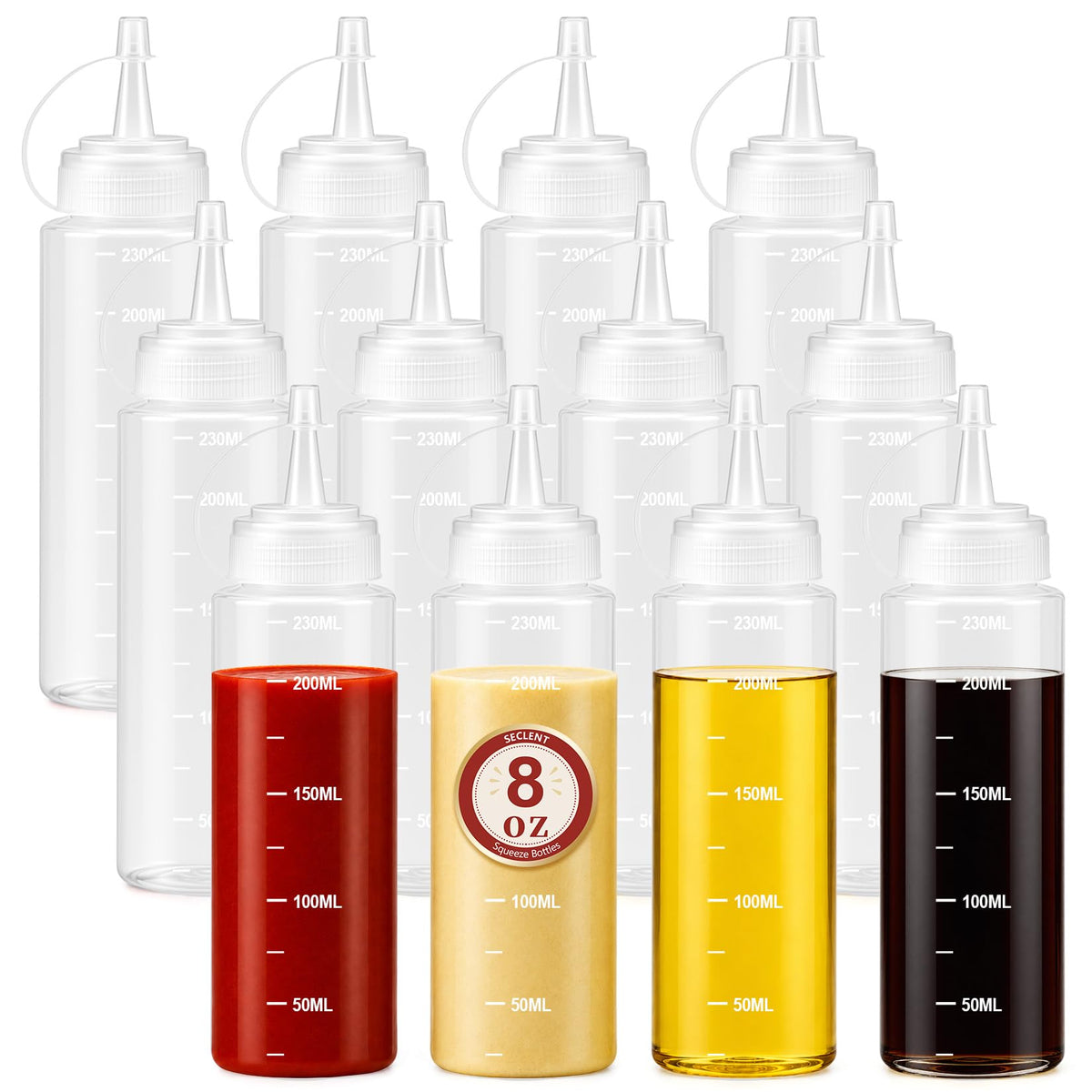 16 oz Condiment Squeeze Bottles, Squeeze Bottles for Sauces, Syrup Bottles