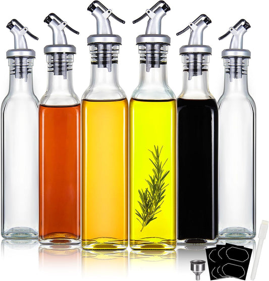 YEBODA 8 oz Glass Olive Oil Dispenser Bottles with Pourers, 6 Pack