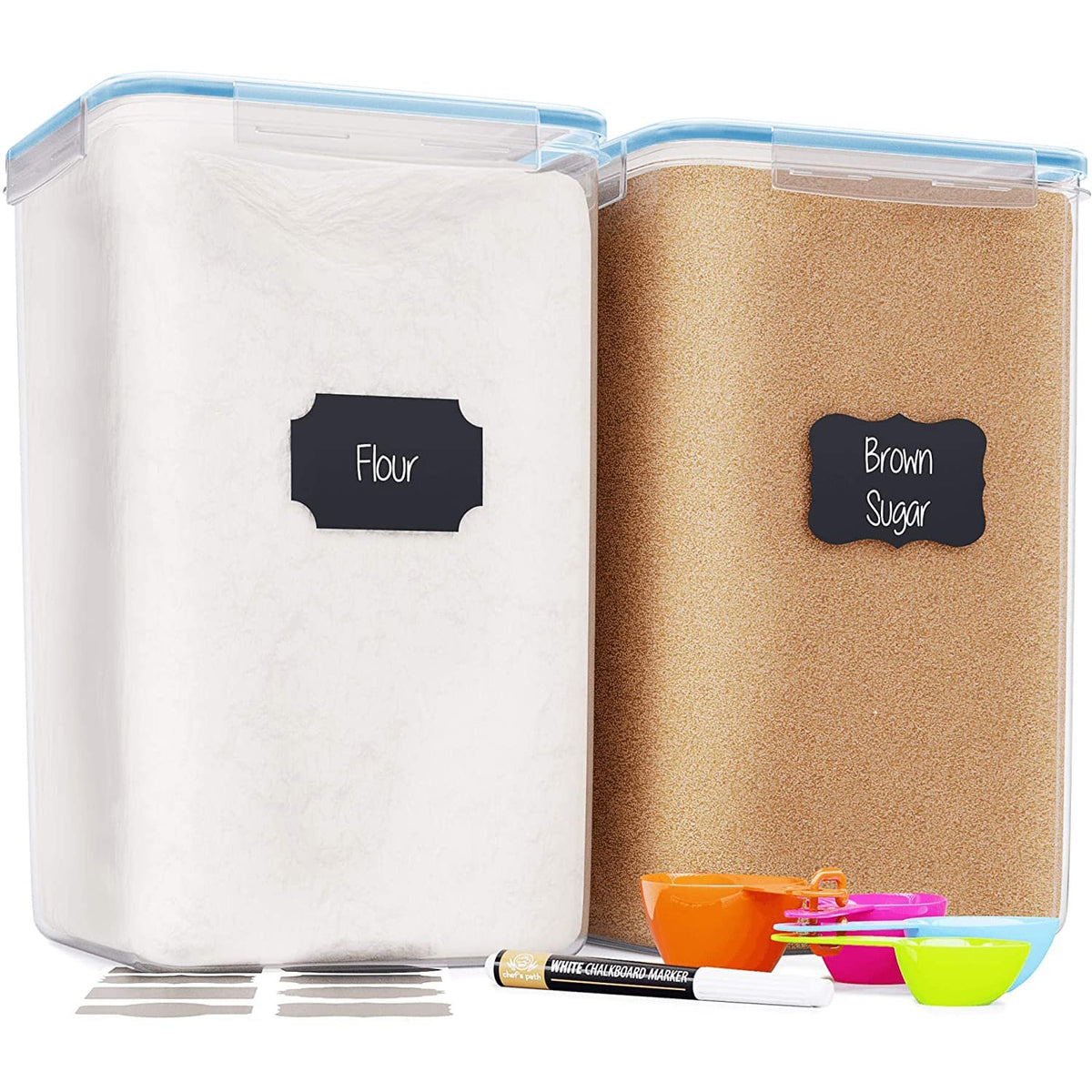 Chef's Path Extra Large Airtight Rice Storage Container with Measuring Cup, Pack of 1, 8 L Capacity, Kitchen and Pantry Canister for Rice, Flour, Sugar, and Baking Supplies