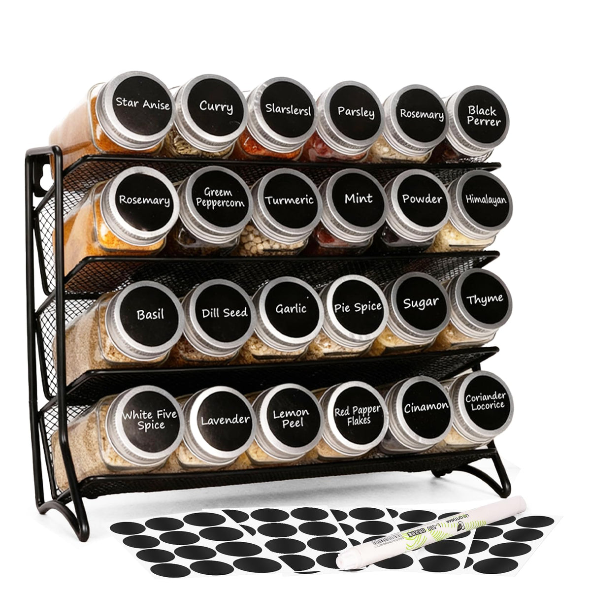 DIDITIME 6Pack Spice Jars with Label, 4oz Empty Square Seasoning Containers