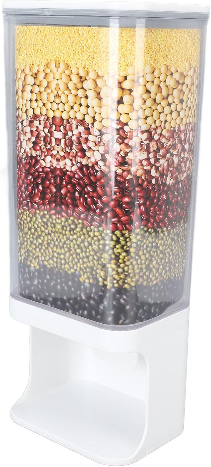 Rice Container Airtight Storage Dispenser Sealed Rice Container Wall Mounted Sealed Bucket Press Type Kitchen Supplies (M 25.5cm/10.04inch diameter))