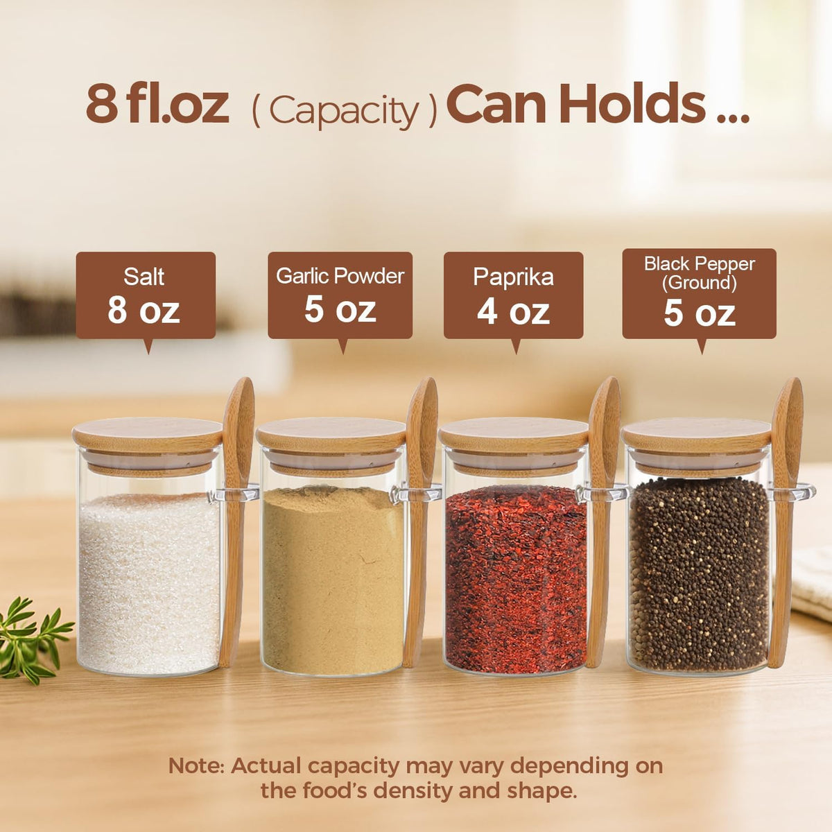ComSaf Spice Jars with Spoons 8 oz 12 Pack, Seasoning Container with Labels
