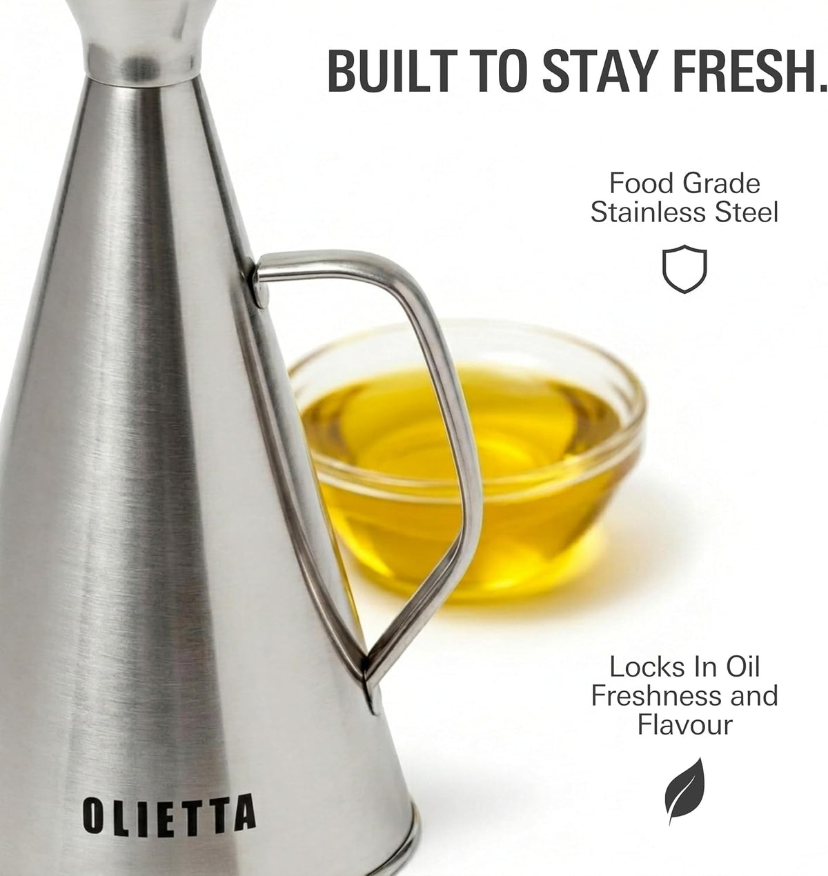 Olive Oil Dispenser Bottle, Stainless Steel Non-Drip Pourer 17 fl oz