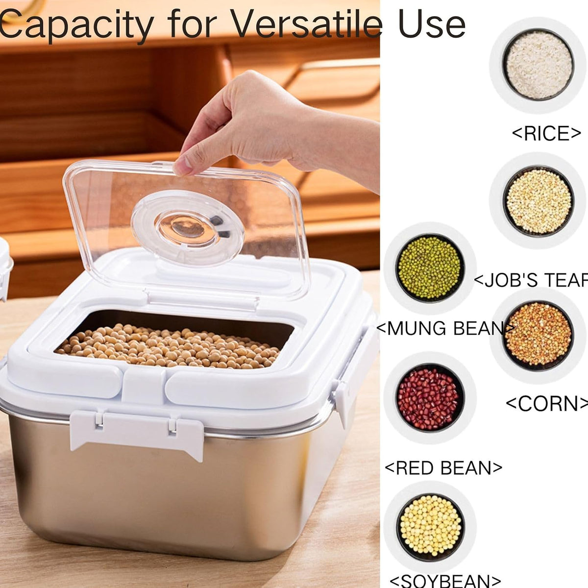 Saim Stainless Steel Rice Container, 20Lbs Airtight Storage Bin with Scoop