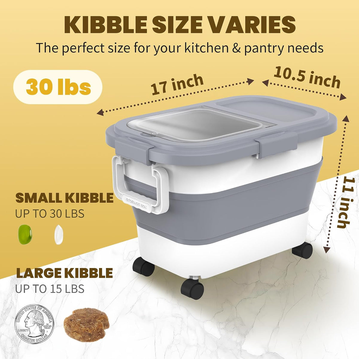 HOYTAMDA 20-30Lbs Rice Container,Collapsible Food Storage Container Wheels