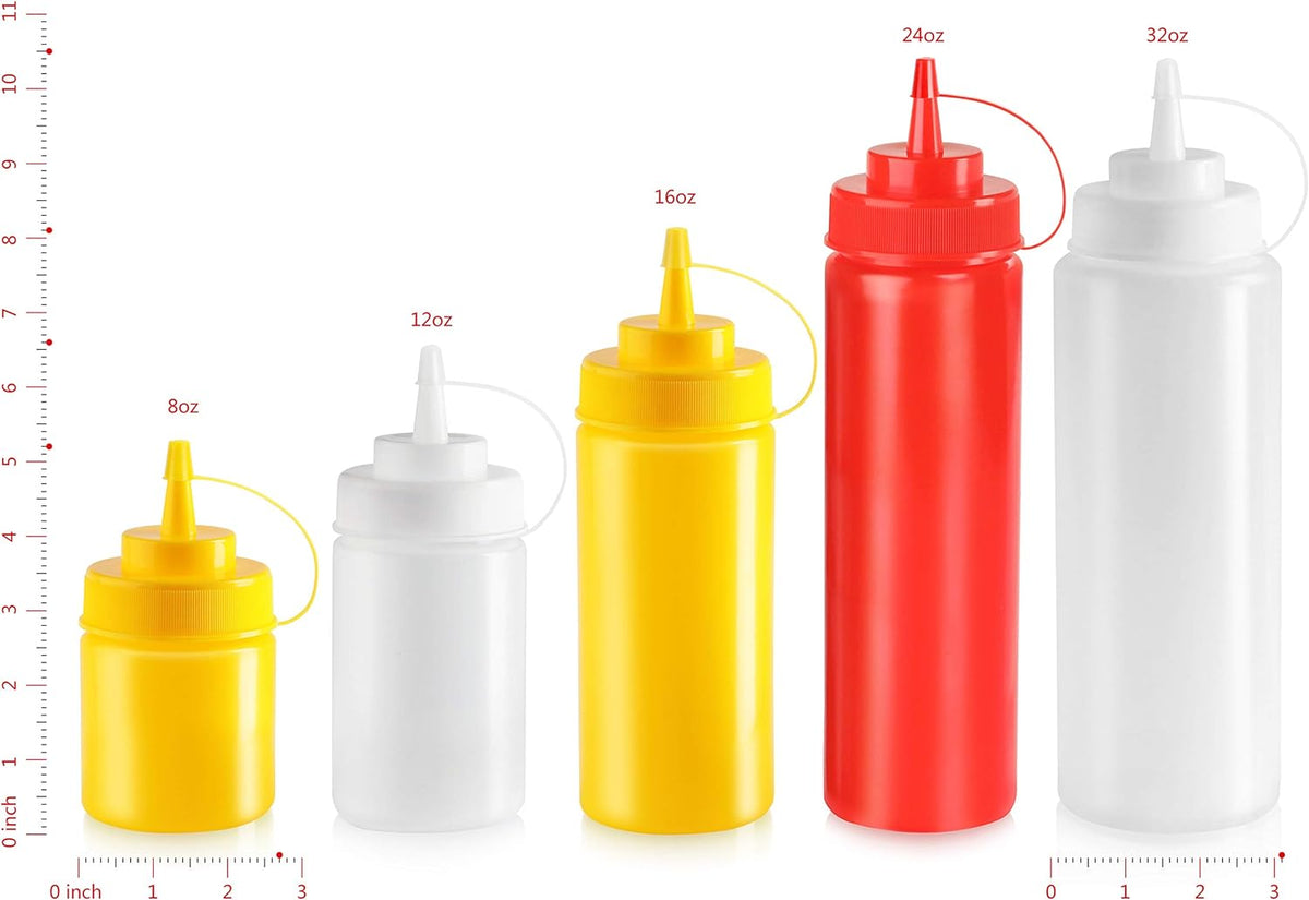 New Star Foodservice Plastic Squeeze Bottles, 32oz, Clear, 6 pk