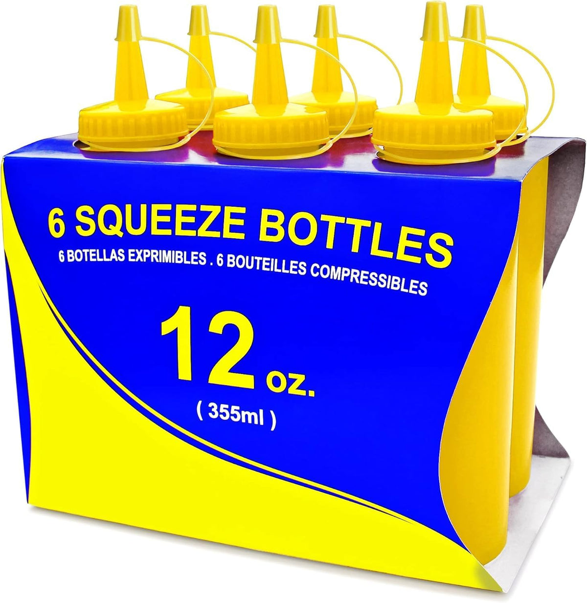 New Star Plastic Squeeze Bottle, 12-Ounce, Set of 6, Clear