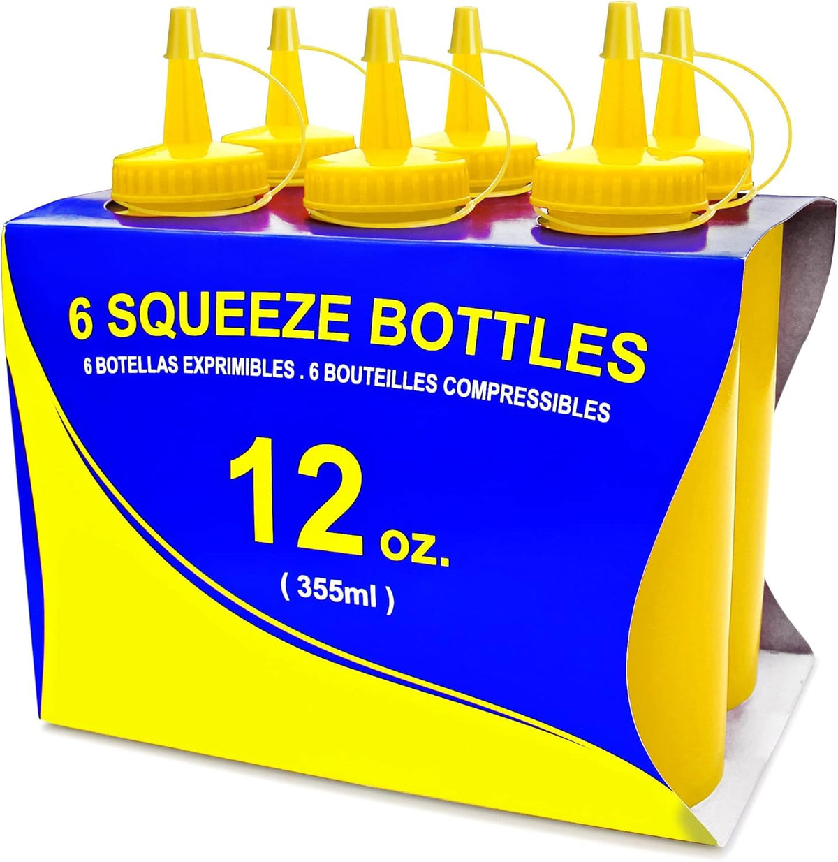 New Star Plastic Squeeze Bottle, 12-Ounce, Set of 6, Clear