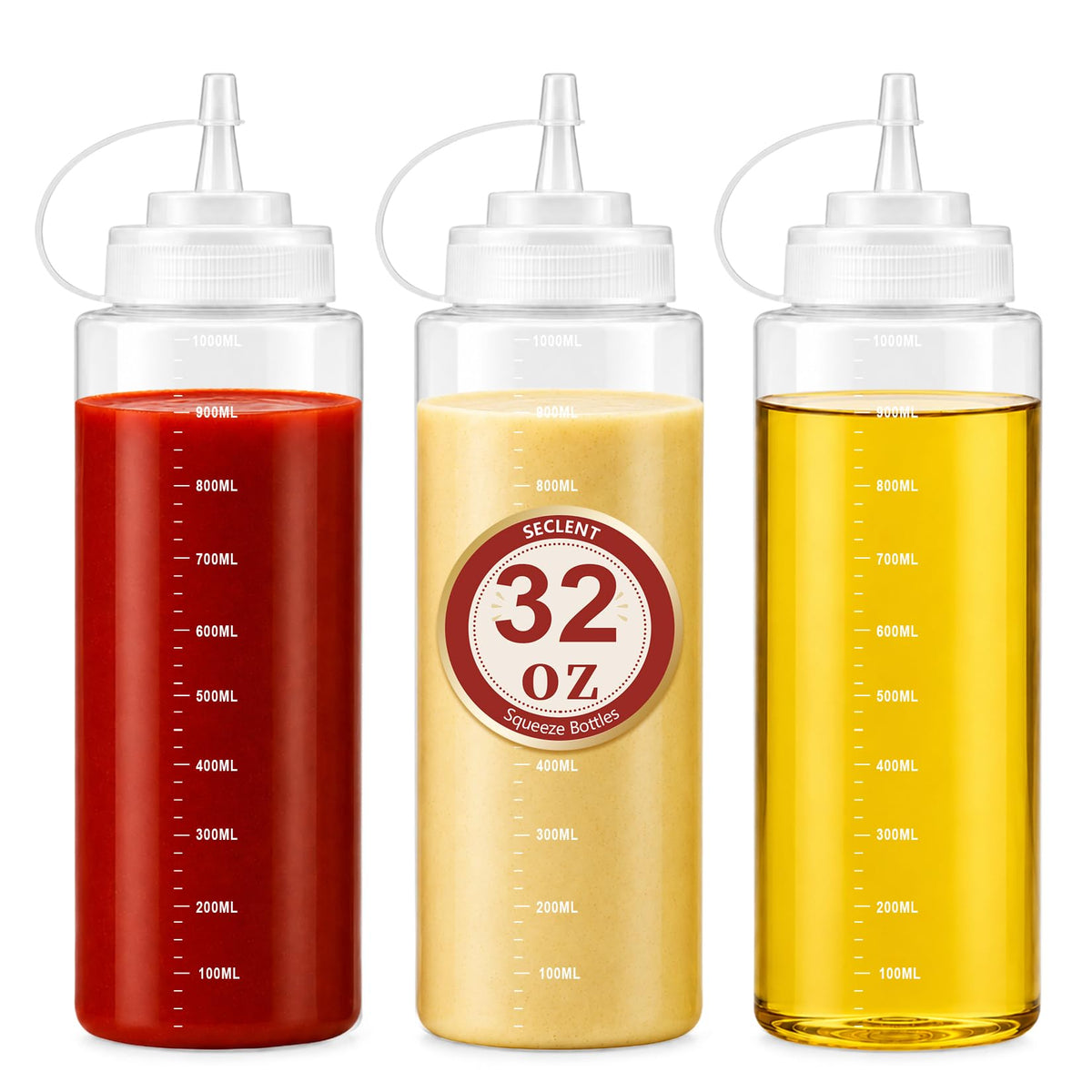 16 oz Condiment Squeeze Bottles, Squeeze Bottles for Sauces, Syrup Bottles