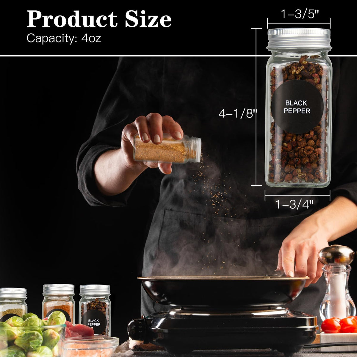 DkOvn 12/24/36 Pack Glass Spice Jars, 4oz Empty Spice Jars