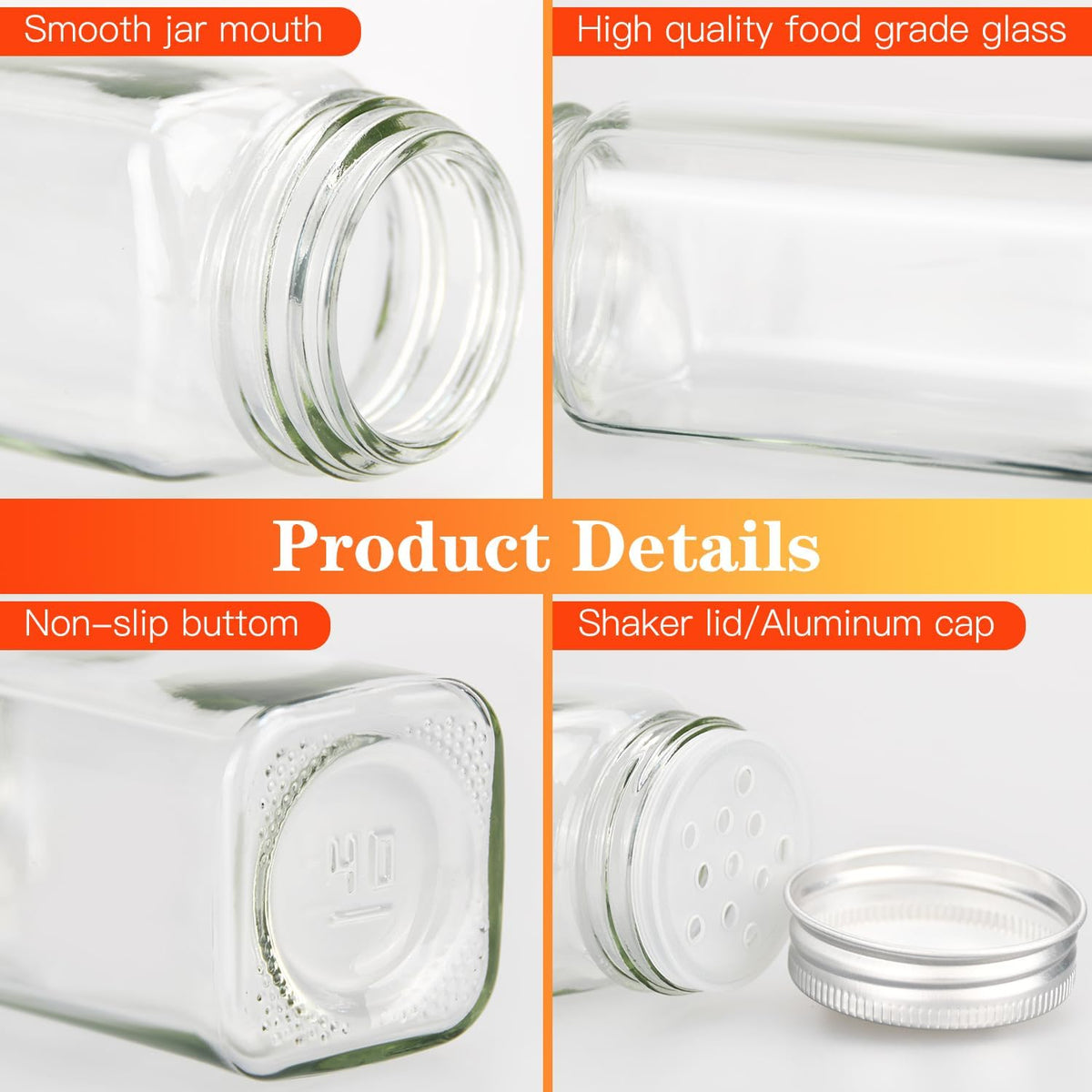 DkOvn 12/24/36 Pack Glass Spice Jars, 4oz Empty Spice Jars