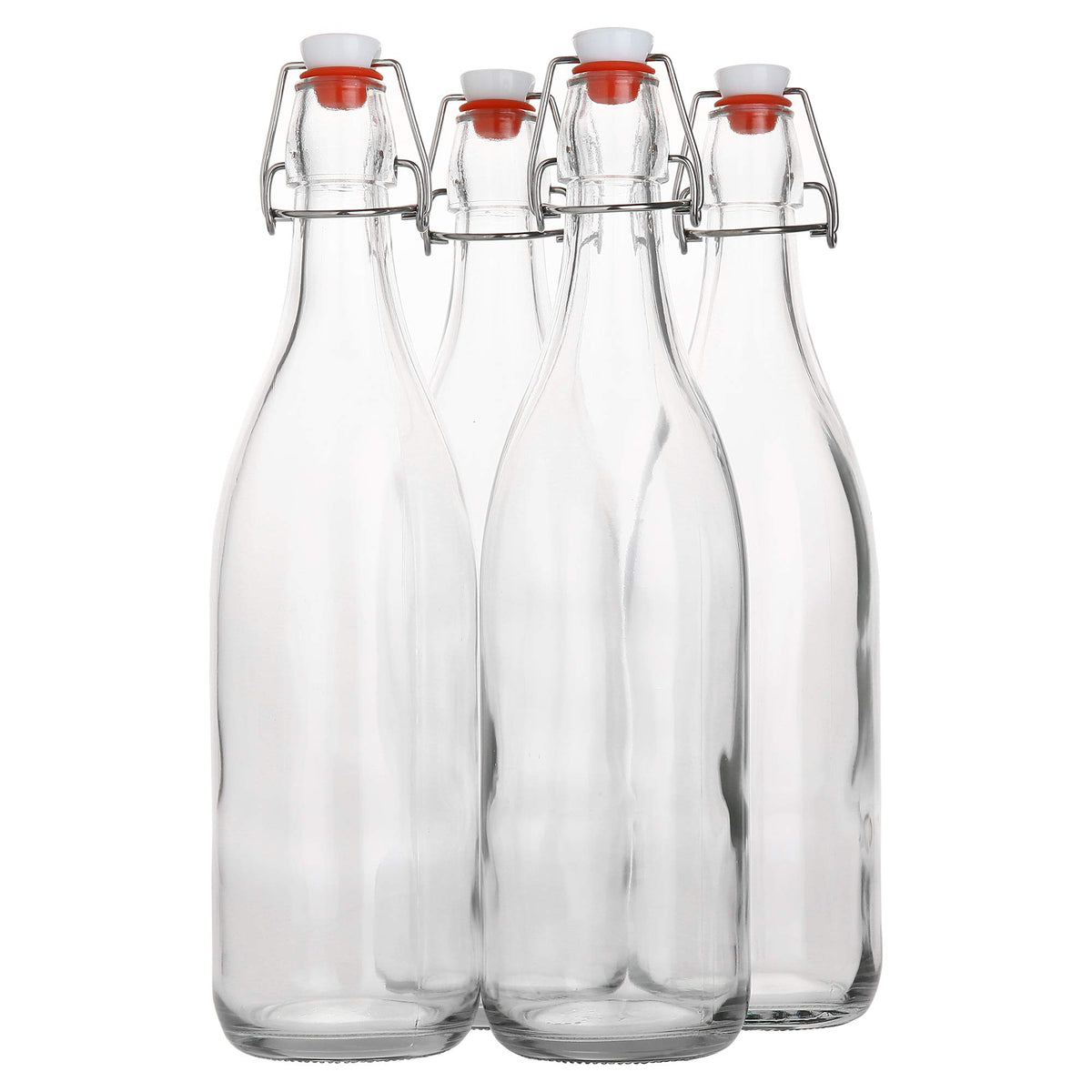 AYL Flip Top Glass Bottle [16 fl. oz./Pack of 6]– Swing Top Brewing Bottle with Stopper for Beverages, Oil, Vinegar, Kombucha, Beer, Water, Soda, Kefir – Airtight Lid & Leak Proof Cap – Clear