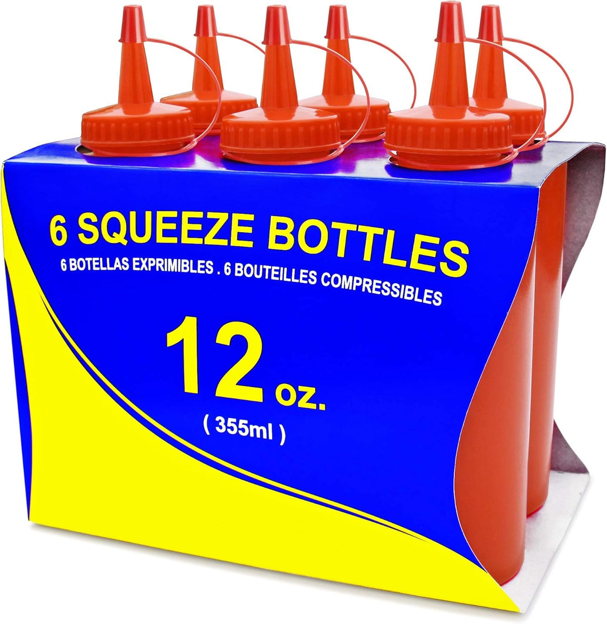 New Star Plastic Squeeze Bottle, 12-Ounce, Set of 6, Clear