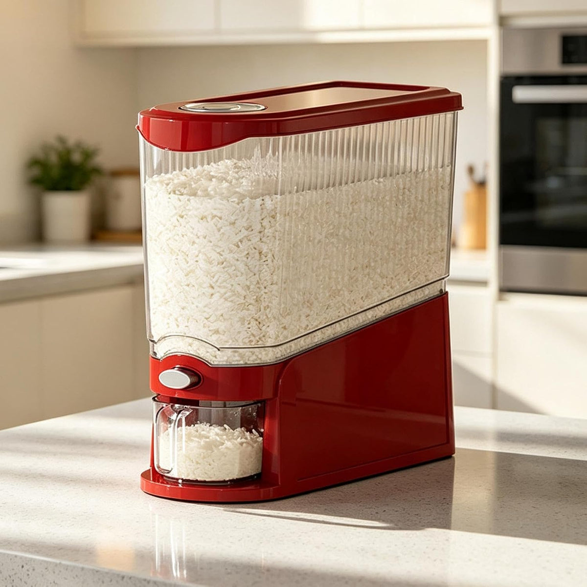 Ultra-Thin Press-Type Rice Dispenser - 13.23lbs Airtight Grain & Cereal St