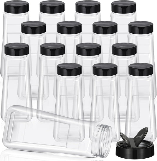 Zhehao 16 Pcs 32oz Plastic Spice Jars Bottle Containers with Black Cap