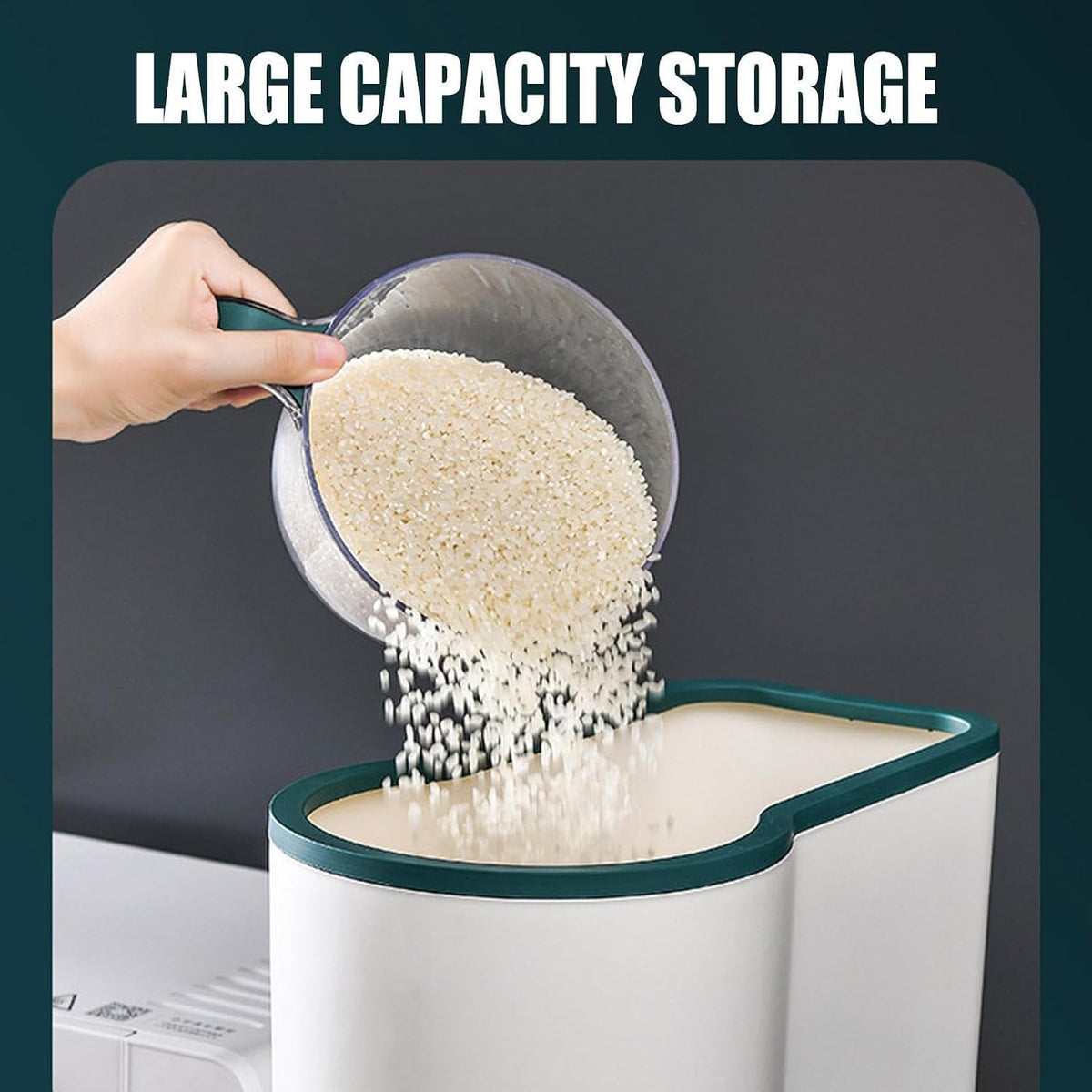 Rice Dispenser, 5kg/10kg Rice Cereal Storage Containers, Press Type Kitchen Rice Bucket, Cereal Rice Box with Measuring Cup, Reusable Household Cereal Dispenser Bucket for Kitchen Countertop Pantry
