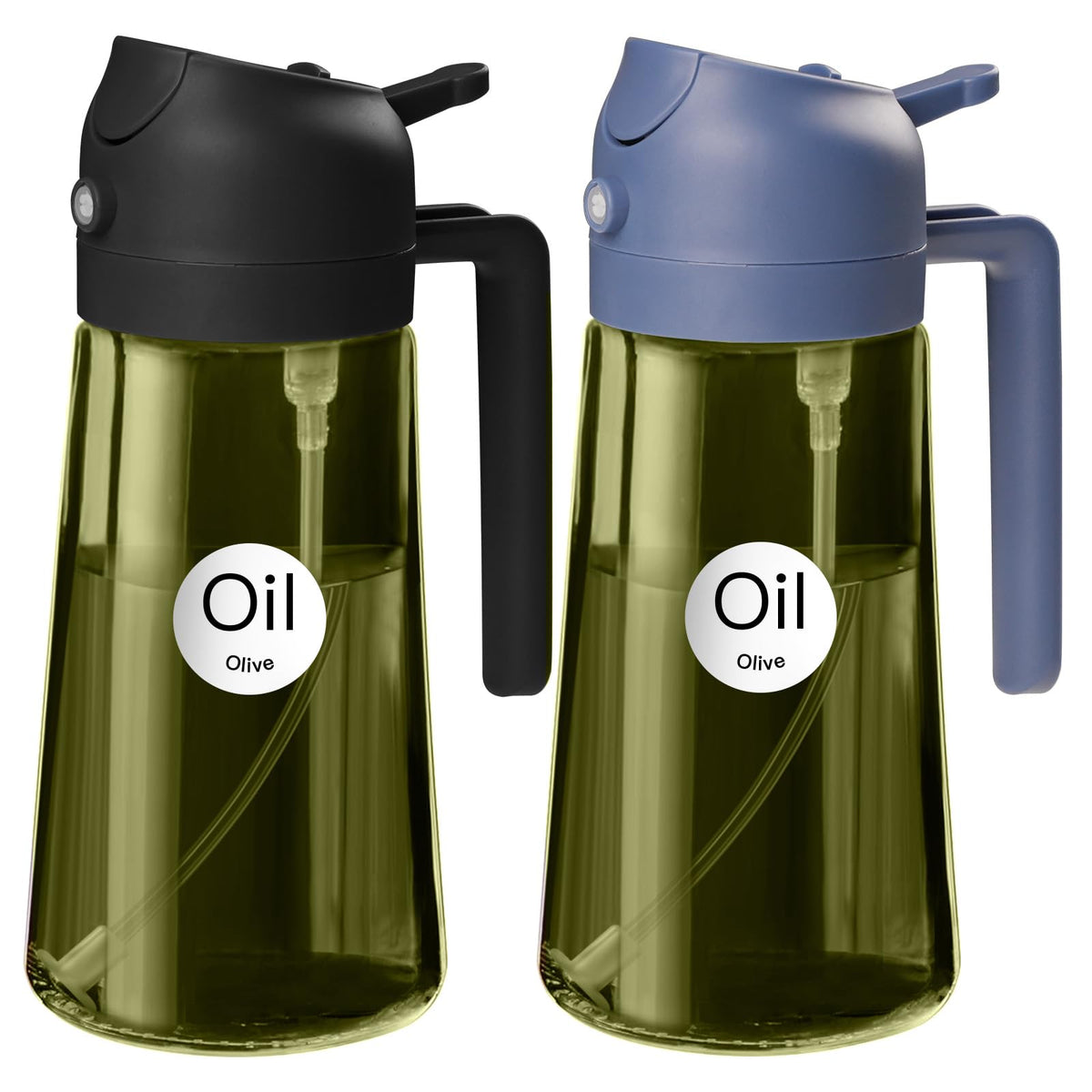 YARRAMATE 16 oz 2-in-1 Dark Glass Olive Oil Sprayer & Dispenser, BlackGreen