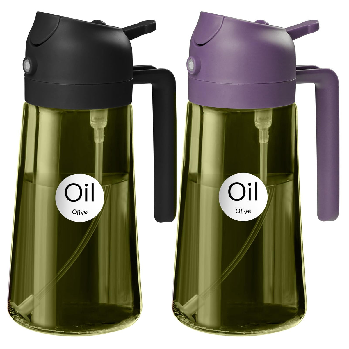 YARRAMATE 16 oz 2-in-1 Dark Glass Olive Oil Sprayer & Dispenser, BlackGreen